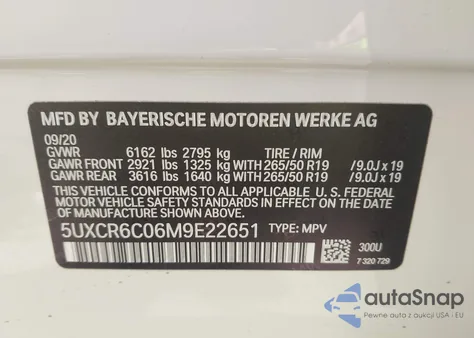 2021 BMW X5 xDrive40I z USA, uszkodzony, nr VIN 5UXCR6C06M9E22651